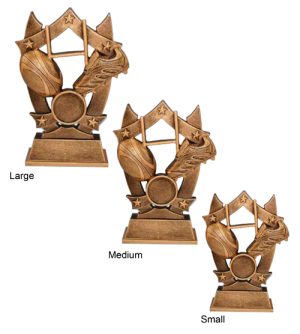 Alternative view of Rugby Ball, Boot & Post Trophy