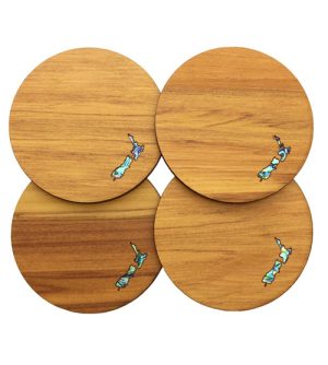 Rimu & Paua Coaster Set - NZ Map