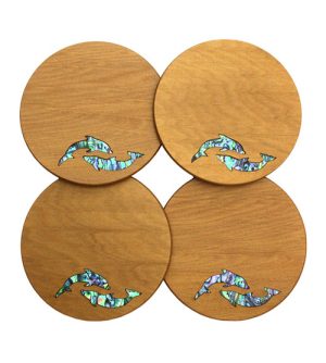 Kauri & Paua Coaster Set - Dolphin
