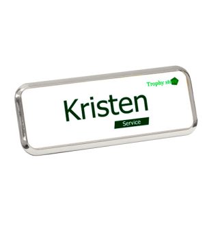 Rounded Rectangle Badge - Small Silver